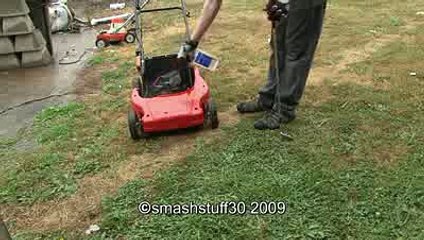 cordless lawn mower destruction