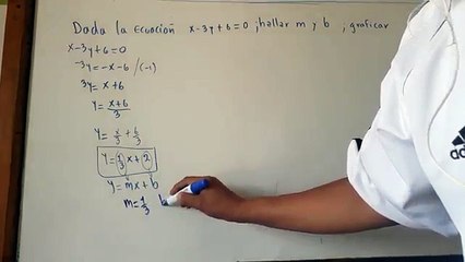 Hallar m y b dada la ecuacion general de una recta y graficar