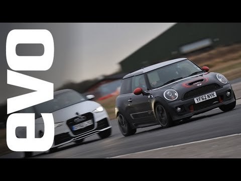 Mini GP2 vs Audi A1 quattro, Megane R26.R and Focus RS500 | evo TRACK BATTLE