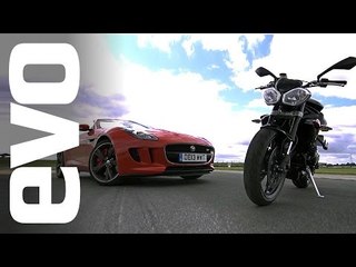 Jaguar F Type V6 S v Triumph Street Triple R | evo CAR v BIKE