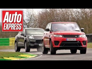 Range Rover Sport SVR vs Porsche Cayenne Turbo track battle