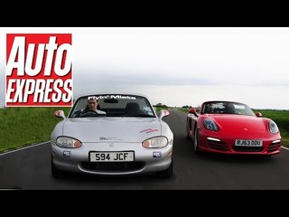 Supercharged Mazda MX-5 (Miata) MK2 vs New Porsche Boxster track battle