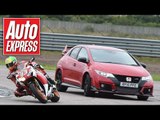Honda Civic Type R vs CBR1000RR Fireblade SP - car vs bike track battle
