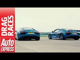 Audi R8 V10 vs V10 Plus drag race: how much difference does 69bhp make?