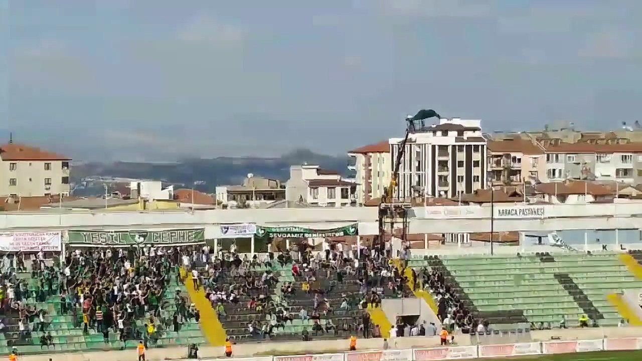 Banned Denizlispor fan rents crane to watch game