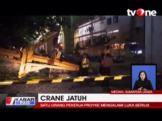Crane Jatuh Timpa Pekerja dan Minibus, Satu Orang Luka Berat