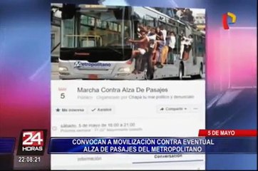 Metropolitano: convocan marcha ante eventual alza de pasajes