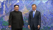 WATCH: South Korean President Moon Jae-in and North Korean leader Kim Jong Un share some lighthearted moments before sitting down for talks at the Peace House i