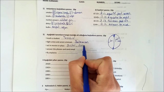 6. Sınıf İNGİLİZCE 2. Dönem 2. Yazılı Soruları ve Çözümü (%99 Çıkabilir )