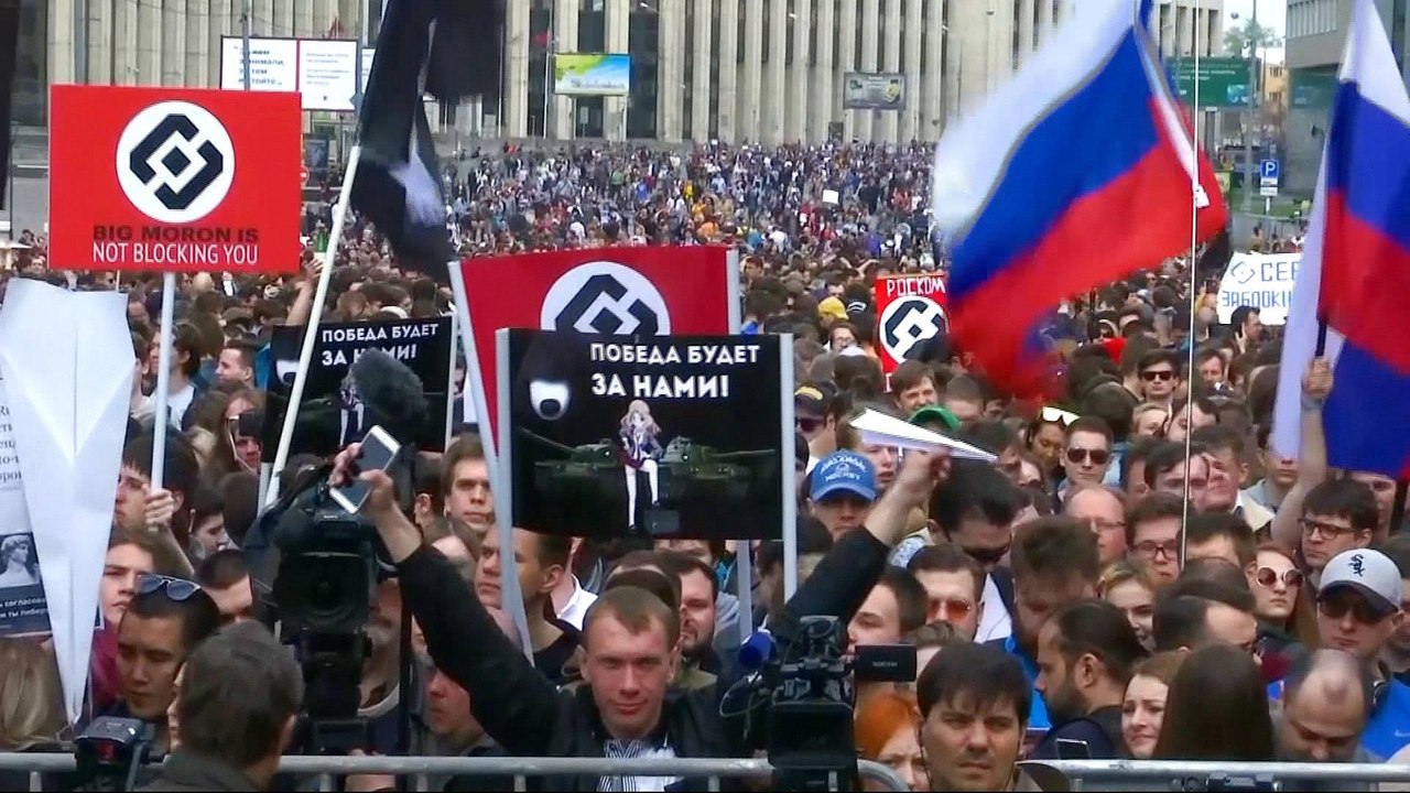 Protest in Moscow against Telegram app ban
