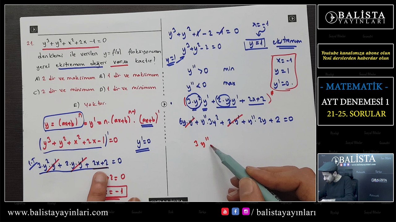 AYT MATEMATİK DENEMESİ 21-25 SORULAR  ÖSYM Tipi