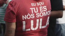 Sindicatos brasileños marchan en Curitiba para pedir libertad de Lula.-