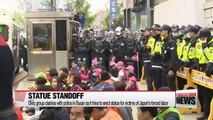 Civic group clashes with police in Busan as it tries to erect statue for victims of Japan's forced labor