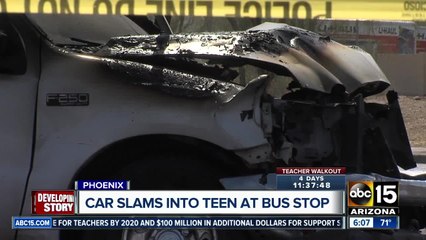 Car slams into teen waiting at Phoenix bus stop