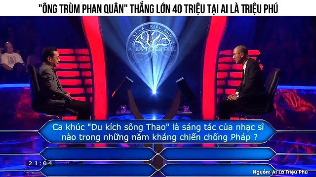 Ông trùm Phan Quân thắng lớn 40 triệu tại Ai Là Triệu Phú