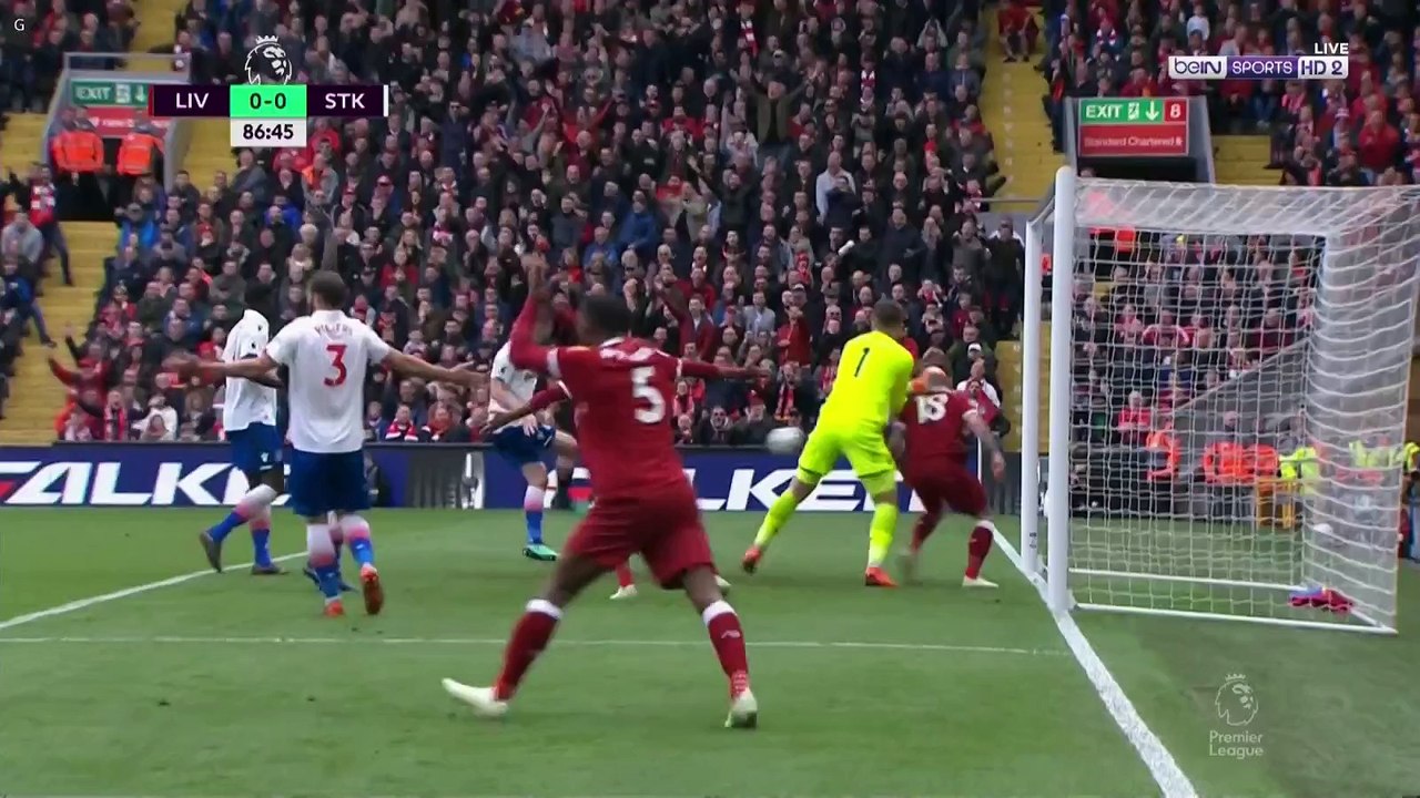 الدقائق الاخيرة والمجنونة من لقاء ليفربول وستوك سيتي واهدار صلاح لفرصة سهلة