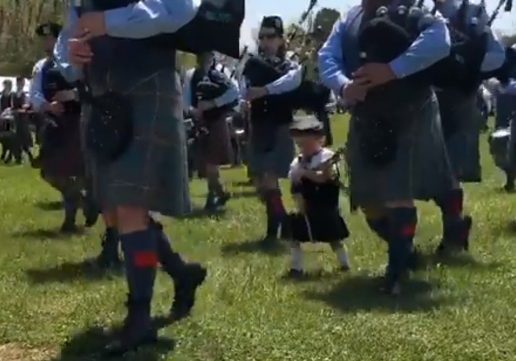Young Bagpiper's Dream Comes True as He Marches in Band