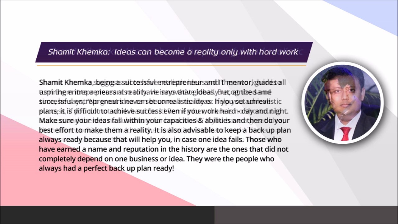 Shamit Khemka- Ideas should be innovative