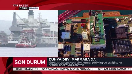 TürkAkım'da kullanılan dünyanın en büyük inşaat gemisi Marmara'da