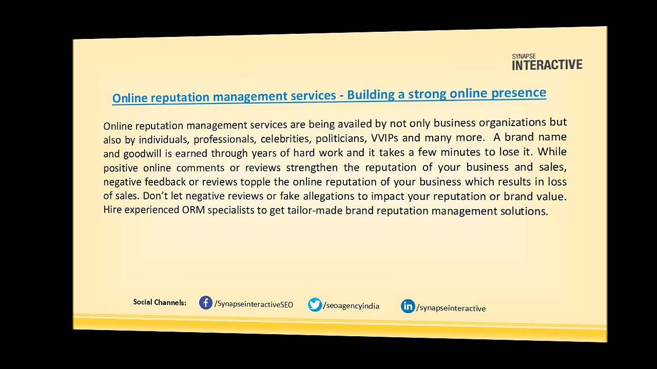 Online reputation management services  Get rid of negativity