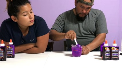 HOW TO MAKE SLIME WITH ELMER'S GOES ON PURPLE DRIES CLEAR GLUE - IT WORKS!