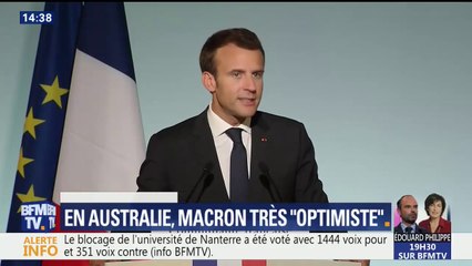 "Le goût de l'optimisme, sachez qu'il est de retour", Emmanuel Macron s'adresse aux Français de Sydney