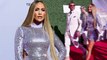 Jennifer Lopez, 48, shows off her figure in skintight silver and lilac dress at the Billboard Latin Music Awards as she arrives on the arm of boyfriend Alex Rodriguez, 42.