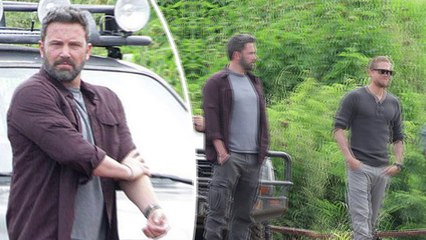 Ben Affleck rolls up his sleeves as he films Triple Frontier with Charlie Hunnam in Hawaii.