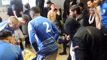 Ambiance dans les vestiaires après la victoire contre GROSLAY