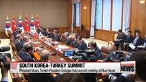 President Moon, Turkish President Erdogan hold summit meeting at Blue House