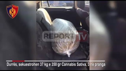 Report TV - Durrës, kapen 37 kilogramë  marijuanë,pranga 3 trafikantëve