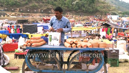 VIllage fair in India- Disposable mud baked earthenware to serve food in