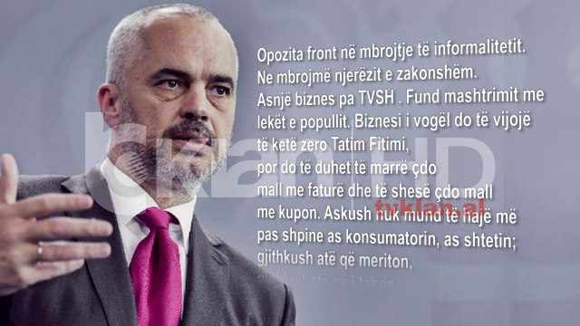 TVSH per biznesin e vogel, Rama: Opozita ne mbrojtje te informalitetit