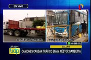 Callao: camiones de carga pesada causan tráfico en av. Néstor Gambetta