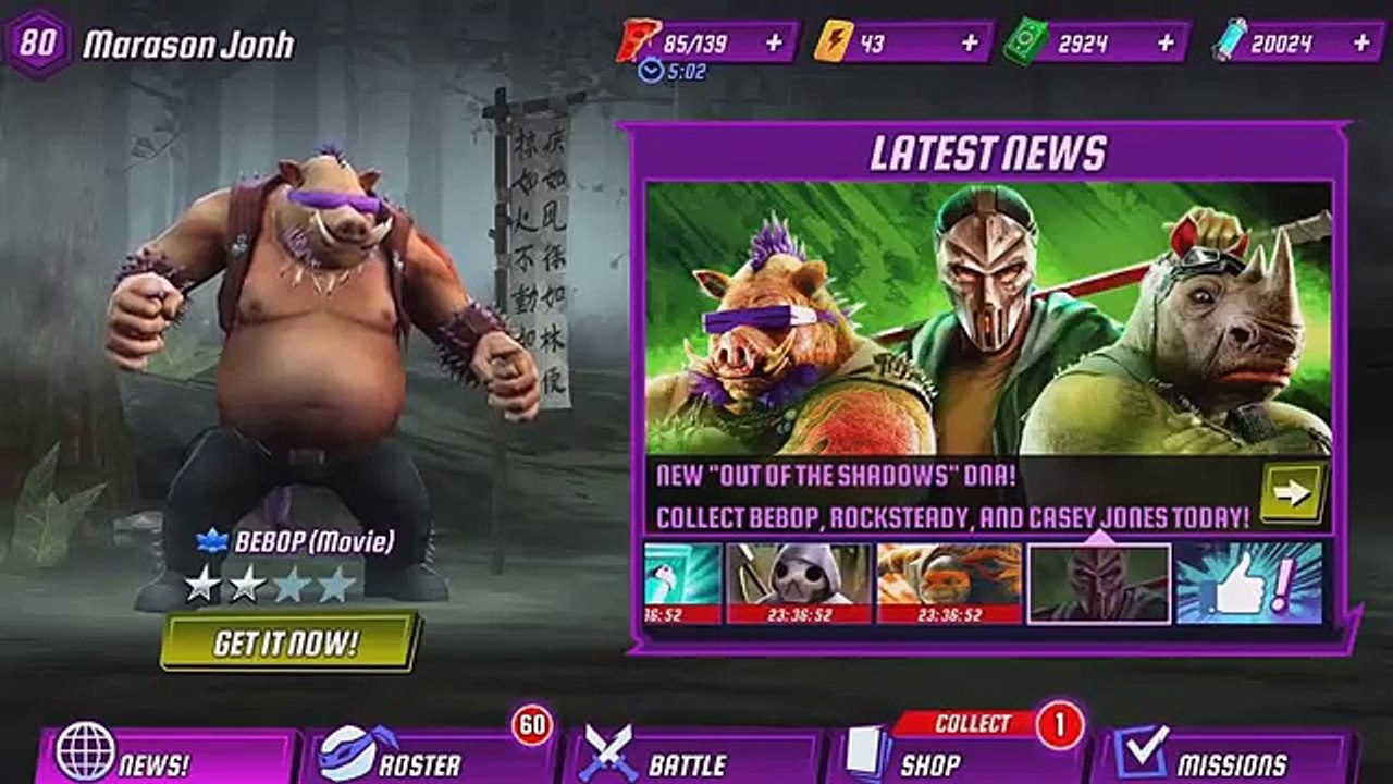 TMNT Legends: Casey Jones Movie, Bebop Movie, Rocksteady Movie