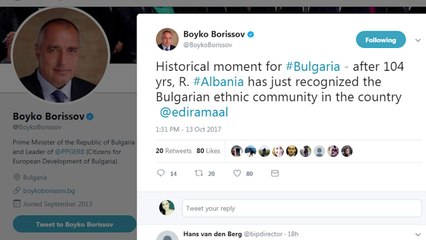 NJOHJA E MINORITETIT BULLGAR,BORISOV E SHEH SI ARRITJE HISTORIKE PAS 104 VITESH LAJM