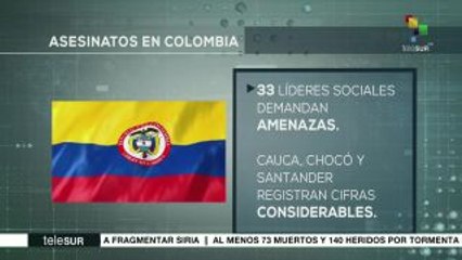 Colombia: 33 líderes sociales han presentado denuncias por amenazas