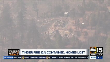 Tinder fire 12 percent contained Thursday, more than 40 homes burned