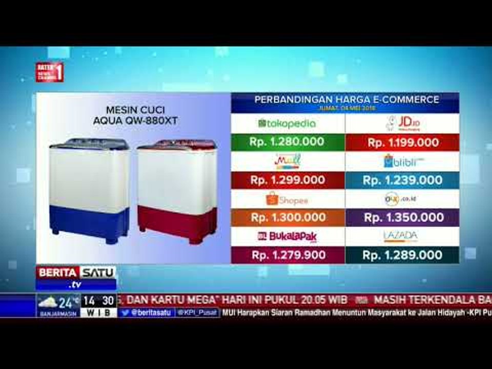 Perbandingan Harga E-Commerce: Mesin Cuci Aqua QW-880XT
