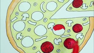 How to draw a Pizza drawing and coloring tutorial for kids
