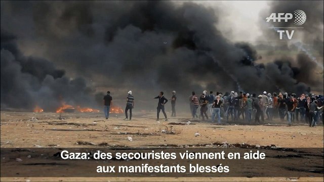 Gaza: des secouristes viennent en aide aux manifestants blessés