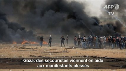 Gaza: des secouristes viennent en aide aux manifestants blessés