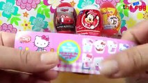 4 various SUPER Plastic Surprise Eggs, Hello Kitty, Disney Cars, Minnie Mouse and Sandman unboxing