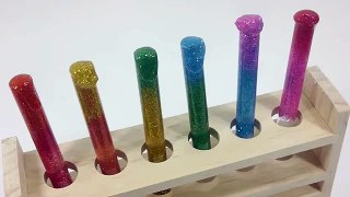 How To Make Glitter Experiment Equipment Clay Slime Recipe DIY 실험관 반짝이 액체괴물 만들기 흐르는 점토 액괴