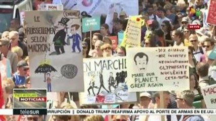 Miles protestan en Francia contra políticas de austeridad de Macron