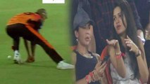 IPL 2018 : Shikhar Dhawan Misfields, Wife Ayesha Dhawan reaction is worth to watch | वनइंडिया हिंदी