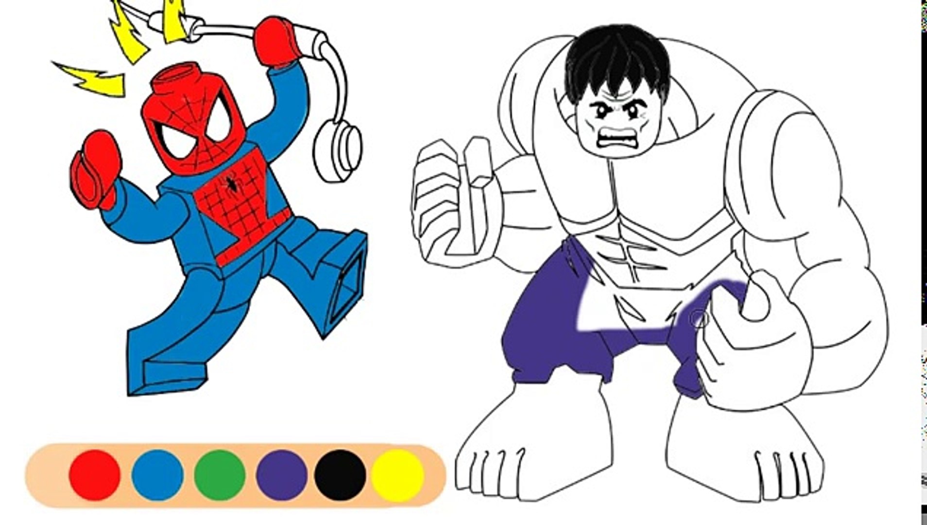LEGO Hulk and Spiderman - Coloring Page - LETs COLOR – Видео Dailymotion