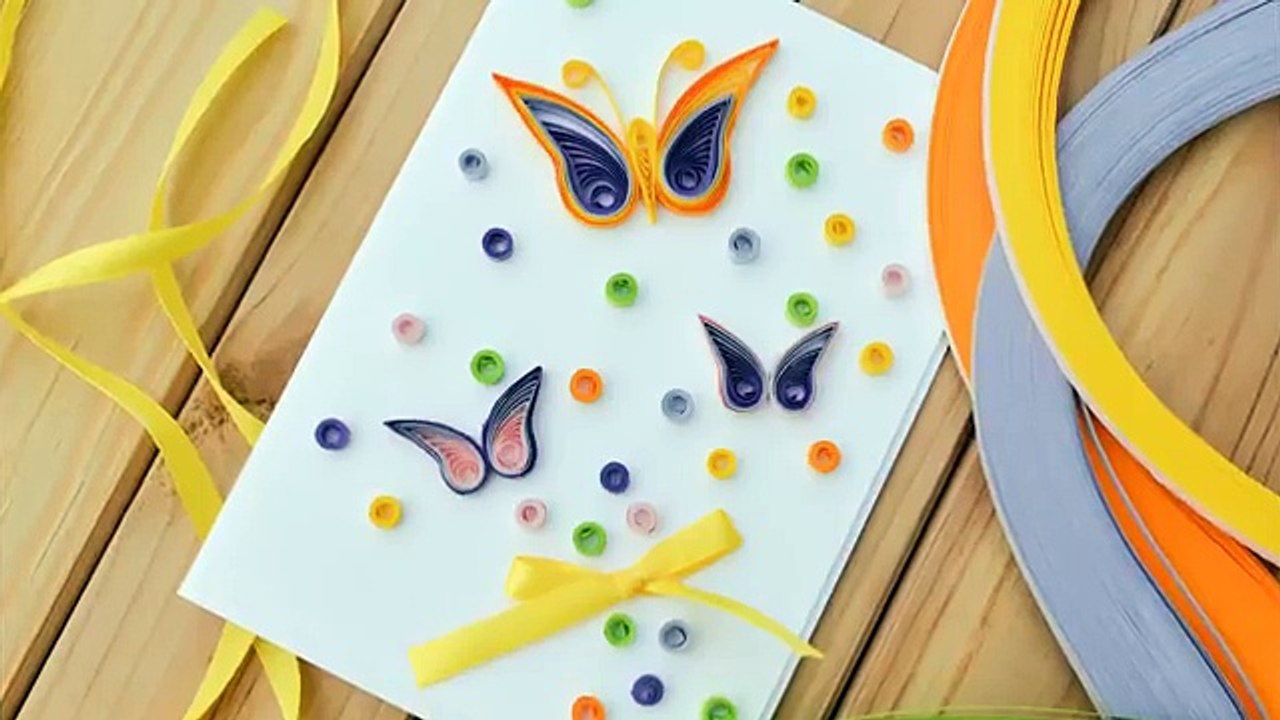 How to Make - Easy Greeting Card Quilling Butterfly - Step by Step | Kartka Motyl