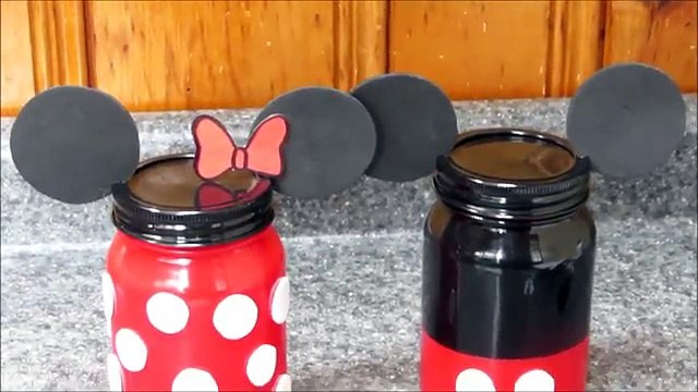 DIY Minnie y Mickey Mouse | FRASCOS DE VIDRIO de Minnie y Mickey Mouse