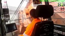 Hitachi EX2600 Excavator Loading Dump Truck Cabview